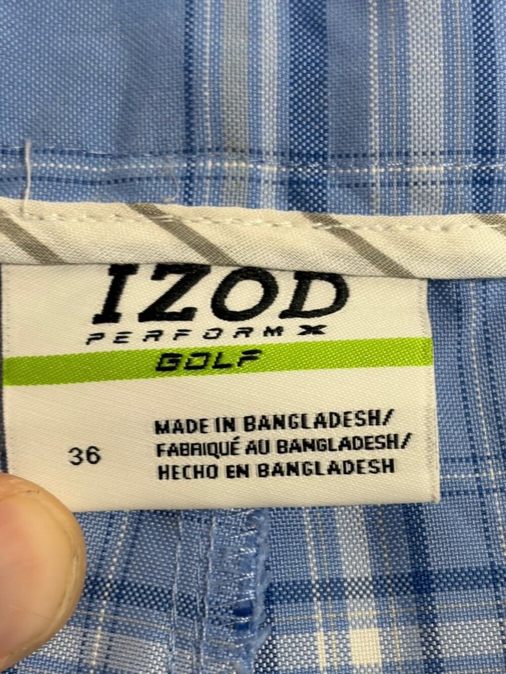 Men’s Sz 36 Izod Performance Golf Shorts Blue Plaid - Picture 4 of 7